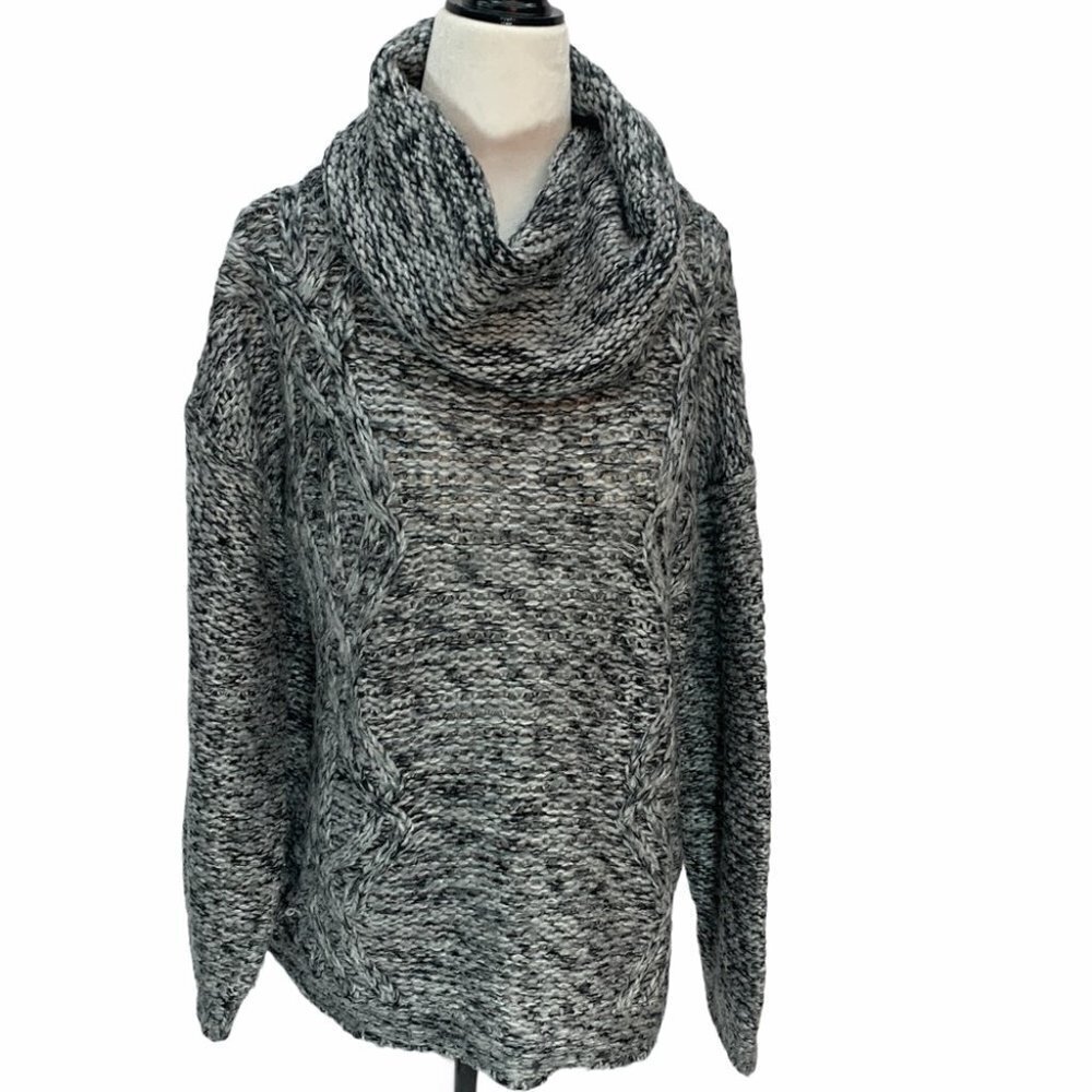 BLUENOTES🌸GREY Chunky Knit Cowl Neck Sweater Grey/Black Size S